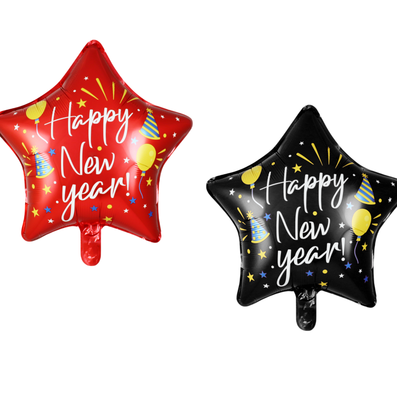 Happy New Year Star Foil Balloons (18 inches) – Festive Party Décor